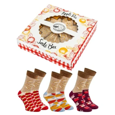 Image of Rainbow Socks Women Men Novelty Apple Pie Gift 3 Pair Size 7,5 11