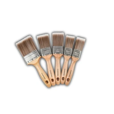Image of Diamond 5 Brush Paint &amp; Varnish Set Professional Premium Quality Ergonomic Wooden Beavertail Handle for an Easy Grip, SRT Synthetic Fibres, No Breaking in Required 2x1.5&quot;2x2&quot;1x3&quot;