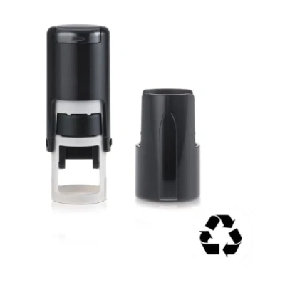 Image of Custom Stamps Recycle Logo Self Inking Stamp, Green, Round, 10mm, Rubber
