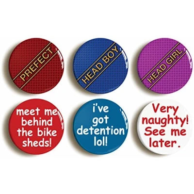 Image of 6 x SCHOOL DISCO SEXY FANCY DRESS PARTY BADGES BUTTONS PINS (1inch/25mm diameter)