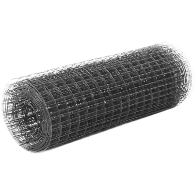 Image of vidaXL Chicken Wire Fence PVC Coated Steel Fencing Ideal for Poultry Houses, Outdoor Rabbit and Enclosures Grey, 10x0.5m
