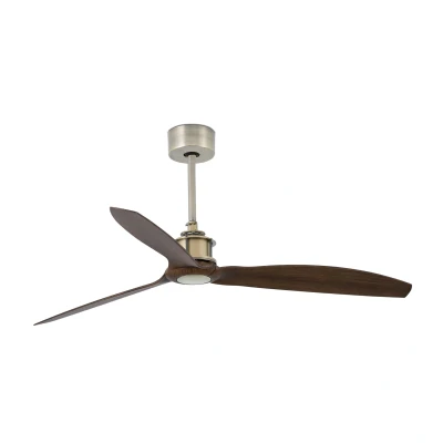 Image of Just Medium Ceiling Fan Antique Brass, Wood Optional LED Light Sold Separately