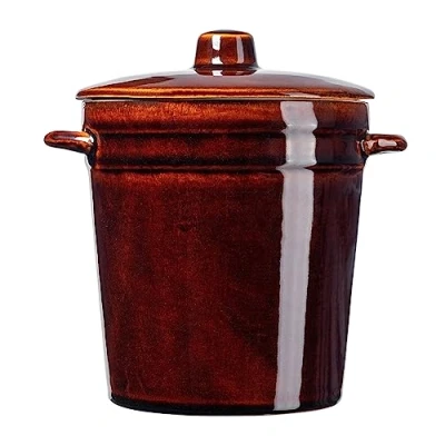 Image of KADAX Stoneware Pot, Ceramic Pot with Side Handles and Lid, Dishwasher Safe Handmade Fermentation Pickle for Cucumbers (2 L High)