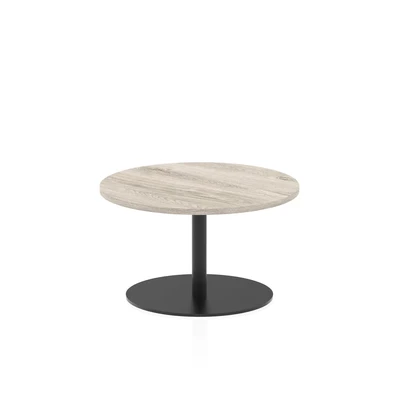 Image of Italia 800mm Round Coffee Table Grey Oak Top 475mm High Black Leg