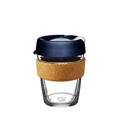 Image of KeepCup Brew Cork Ace Reusable Coffee Cup Tempered Glass and Recovered Tennis Ball Band, M 12oz/340ml Rally