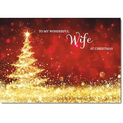Image of doodlecards Wife Christmas Card Gold Abstract ChristmasTree Medium Size for with Plain Envelope
