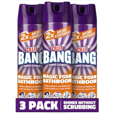 Image of Cillit Bang Magic Foam Bathroom Power Cleaner I Ultimate Cleaning Solution For Your Size: 600ml (Pack of 3)