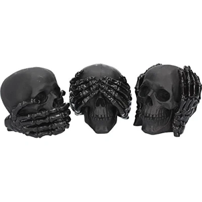 Image of Nemesis Now Dark See No, Hear Speak No Evil Skulls Figurine 45cm Black