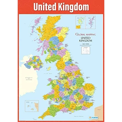 Image of UK Map Geography Poster EXTRA LARGE A1 (850mm x 594mm) Laminated Secondary School Wall Charts by Daydream Education