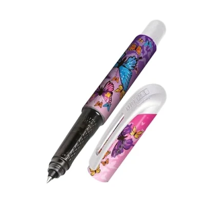 Image of Online ergonomic rollerball pen Butterfly for school &amp; college │ grip part left and right handed standard ink cartridges, refillable pens beginners, pupils, students