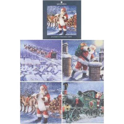 Image of Box Of 20 Assorted Father Christmas Charity Cards In 4 Designs