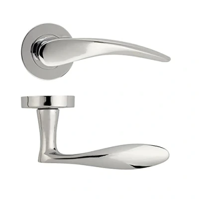 Image of ERA Polished Chrome Sweep Door Lever Internal Handles Sleek Design on Linear Rose Modern Interior Handle Set with Fixing Kit