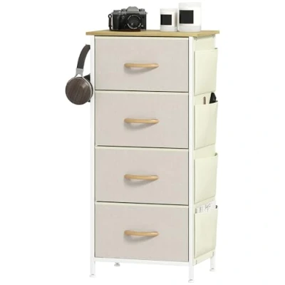 Image of Fabric Chest of Drawers, 4 Drawer Dresser for Bedroom, Beige Homcom