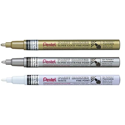 Image of Pentel MSP10 Set Paint Marker Fine Tip 2.9mm 3pcs Gold/Silver/White