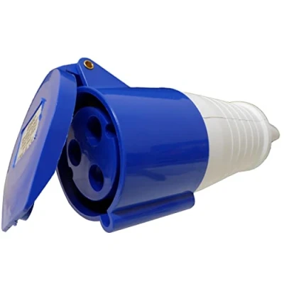 Image of 32 Amp 3 Pin IP44 Coupler Socket 230V Blue Female CEE IEC 32A Welder Generator