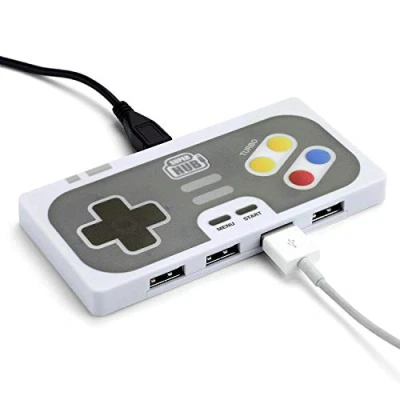 Image of MUSTARD Super Hub Game Controller I USB 2.0 4 Port Plugable High Speed Mac &amp; Windows for any Device Plug Play Retro