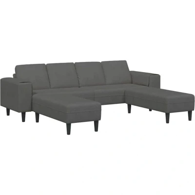 Image of vidaXL fabric Sofa with Cushion Dark Grey Corduroy
