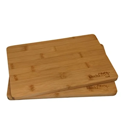 Image of Black Rock Grill Wooden Serving Boards Two Pack 30 x 20 1.2cm, Compact Chopping Board, Bamboo Steak Platters (2)