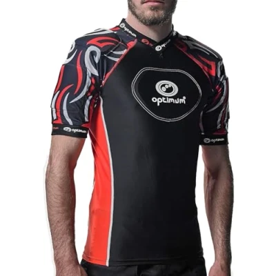Image of Optimum Unisex Senior Razor Protective Top EVA Padding Protection, Rugby Approved Lightweight and Breathable Black/Red (Small)
