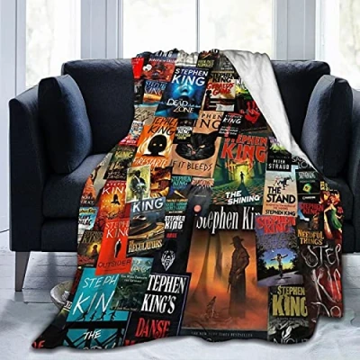 Image of The Full Collection of Stephen King Books Flannel Blanket Lightweight Cozy Bed Blankets Soft Throw Fit Couch Sofa Suitable for All Season80 X60