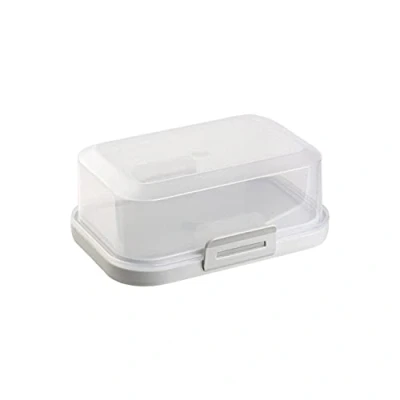 Image of 1 x high quality stackable butter dish with closure, plastic box container, perfect order in the fridge, BPA free, multipurpose, grey