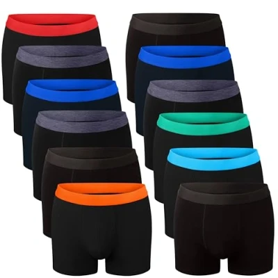 Image of Boys Boxer Shorts (12 Pack) Designer Trunk Boxers Underwear (5 yrs 13 yrs) (Black, 7 8
