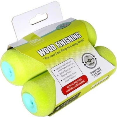 Image of Axus Decor Wood Finishing Roller (Lime Series) Mini Sleeves, for Professional &amp; DIY Projects, Compatible with Solvent Water Based Paints, Double Core 6 Inch/150mm Twin Pack