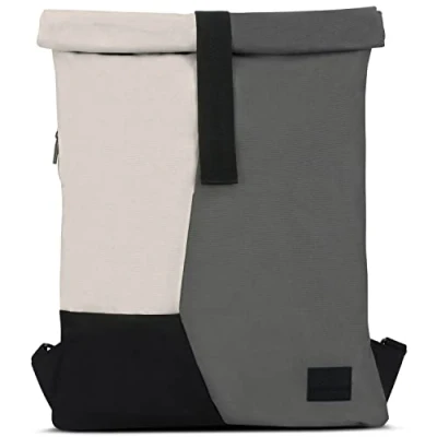 Image of Johnny Urban Roll Top Backpack Women &amp; Men Sand Grey Oskar Rucksack for School, University, Work Multicolor Sports Travel Gym Sack Water Repellent
