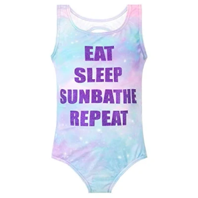 Image of Harry Bear Girls Swimsuit Slogan Multicoloured 12 13 Years