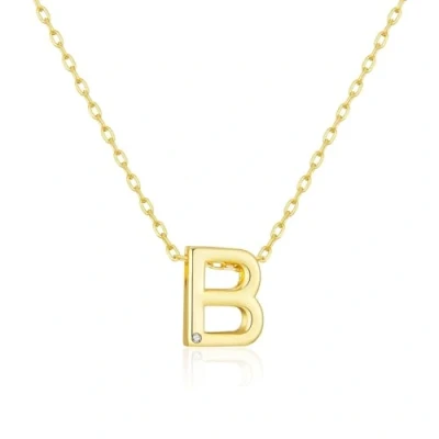 Image of Philip Jones Gold Plated Initial Necklace Letter B Created with Zircondia® Crystals