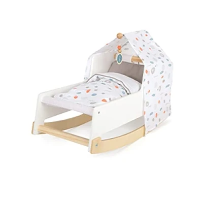 Image of Small Foot Little Button 11813 Doll&#039;s, Can be Used as a Rocking Cradle and Deck Chair, from 3 Years Toys, White, Klein