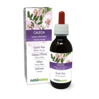 Image of Goat&#039;s rue (Galega officinalis) herb with Flowers Alcohol Free Mother Tincture Naturalma Liquid Extract Drops 120 ml Food Supplement Vegan