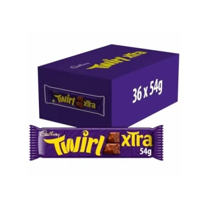 Image of Cadbury Twirl Extra Duo Official, Chocolate Bars with Swirly Texture 54g (Pack of 36 Bars)