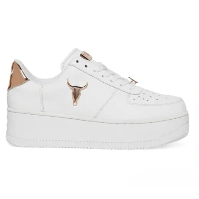 Image of Windsor Smith Womens White Chunky Leather Sneakers Rich Size UK 4