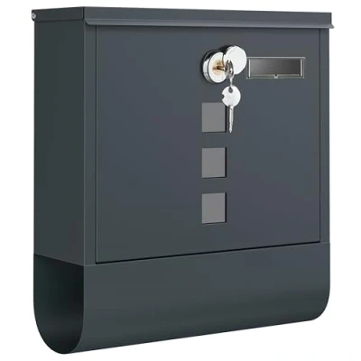 Image of SONGMICS GMB20AG Wall Mounted Post Box with Lock Rotating Lid, Viewing Window, Name Holder, Newspaper Compartment, Easy Assembly, 10 x 30.8 33.8 cm, Charcoal Grey