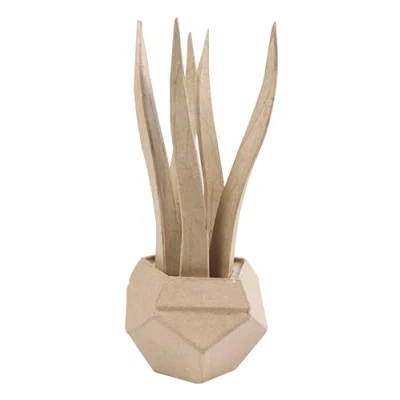 Image of Décopatch Ref HD048C Succulent Plant Papier Maché Object to Decorate 9 x 22cm with Papers &amp; PaperPatch Glue, Glitter, Paints, Brown