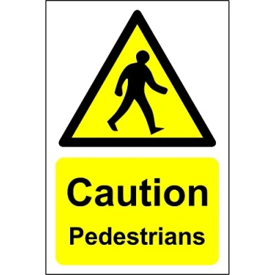 Image of Caution Pedestrians Sign Self Adhesive Sticker 300mm x 200mm