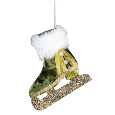 Image of Green Mini Ice Skate Boots 11x12cm Christmas Tree Hanging Decorations Festive Decorative Ornaments Fairy Tale Themed Xmas Pendant