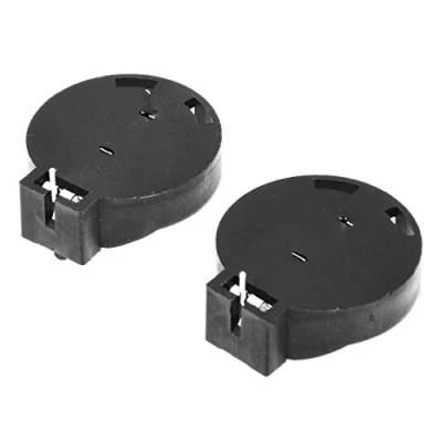 Image of 2 Pieces CR2450 Coin Cell Button Battery Surround Holder Housing Pins Black