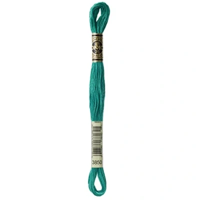 Image of DMC 117 3850 Mouline Stranded Cotton Six Strand Embroidery Floss Thread, Dark Bright Green, 8.7 Yard