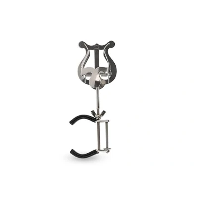 Image of GEWA Marching Music Holder Clarinet Nickel Plated Small Lyra 1 Pusher With Side Clamp For all Clarinets