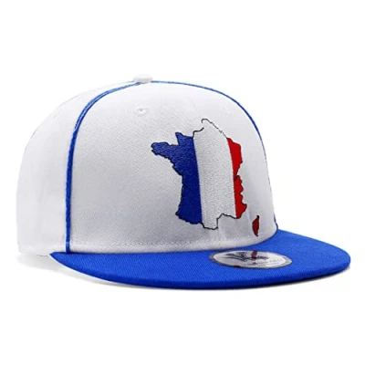 Image of Underground Kulture France White Adjustable World Cup Euros Flat Peak Snapback Hat Baseball Cap
