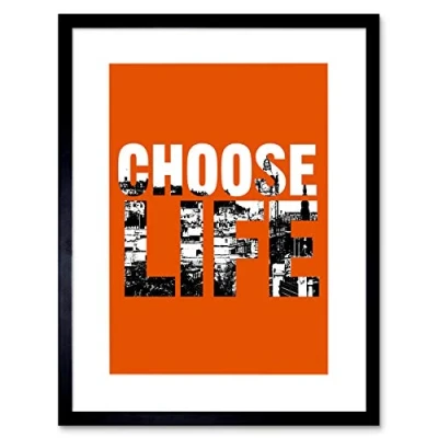 Image of Wee Blue Coo Quote Choose Life Scotland Trainspotting Edinburgh 12x16 Framed Wall Art Print