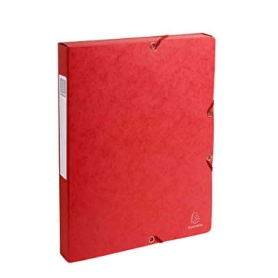 Image of Exacompta Ref 50305E Pressboard Filing Box 250 x 330mm in Size, Suitable for Holding A4 Documents, 2.5cm Spine, 600gsm Genuine Pressboard, Spine Label Red