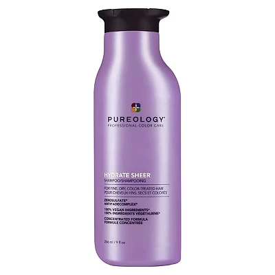 Image of Pureology Hydrate Sheer, Moisturising Shampoo, for Fine, Colour Treated Hair, Vegan Formulas, Sulphate Free a Gentle Cleanse