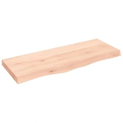 Image of vidaXL Solid Oak Wood Untreated Bathroom Countertop Versatile &amp; Customisable Handmade with Live Edge, 100x40x(2 6) cm&#039;