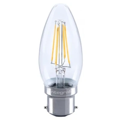 Image of Integral LED 4.5w Filament Candle Light Bulb 2700K B22 BC Bayonet Dimmable =40w