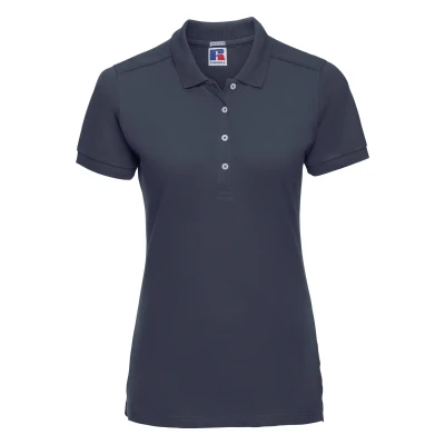 Image of Russell Athletic Womens/Ladies Stretch Short Sleeve Polo Shirt (French Navy) Multicolour Size Medium