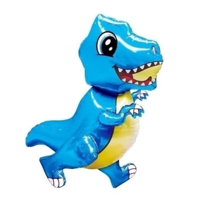 Image of Blue T Rex 3D Dinosaur Foil Balloon, 80cm (2 pack)