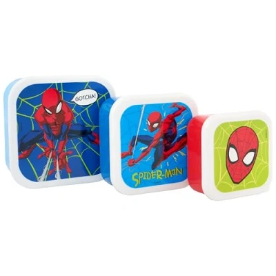 Image of Marvel Spider Man Amazing Stackable Lunch Boxes Set of 3, Durable &amp; Eco Friendly, Ideal for Kids Superhero Fans Perfect School, Picnics Travel
